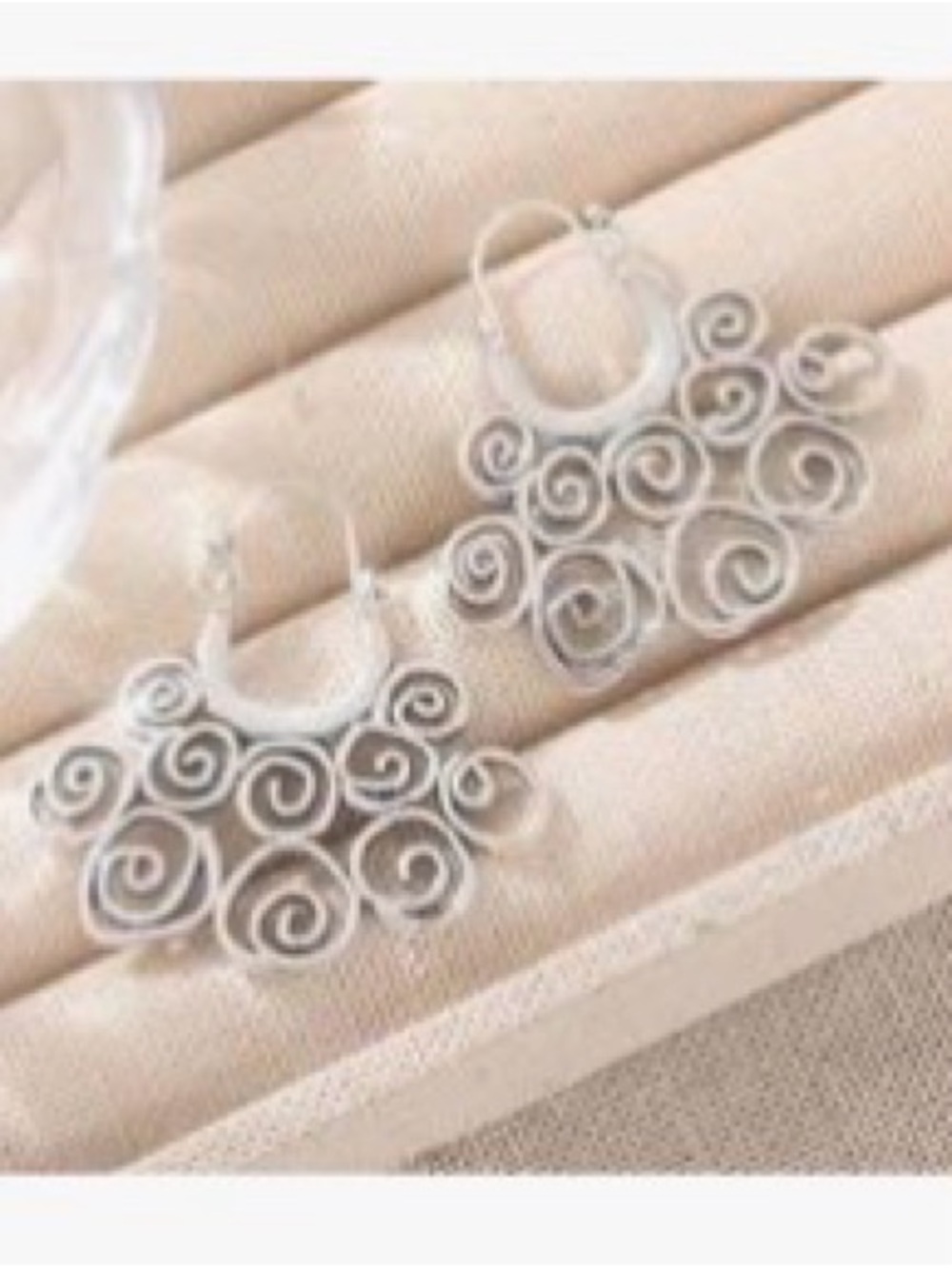 Silver Swirl Hoop Drop Earrings - Women Jewelry